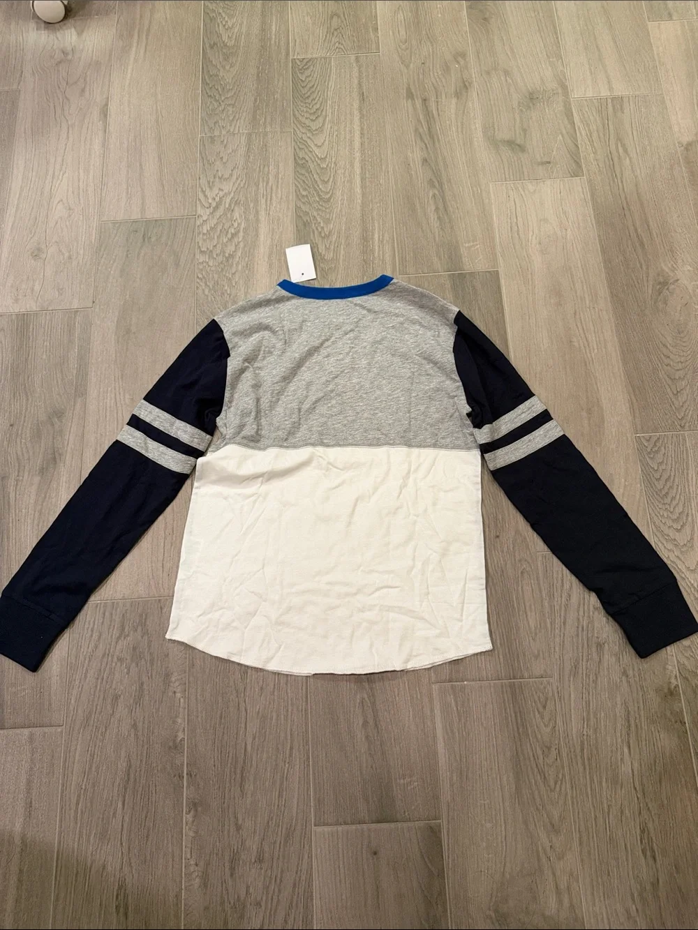 NWT Crewcuts Boys Colorblock Long Sleeve Shirt - Grey, Navy & White Size 12